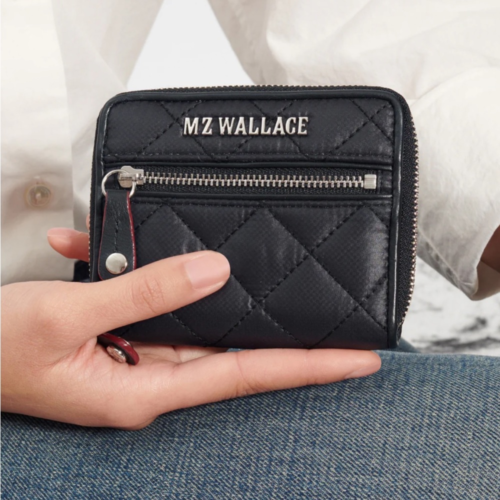 MZ Wallace Quilted Black Wallet